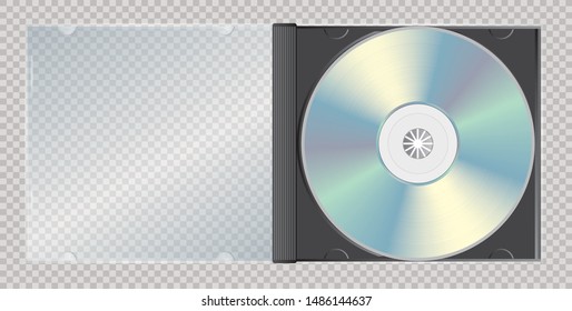 blank cd in open box, realistic design template