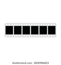 Blank celluloid negative strips with black frames and sprockets isolated on white. Ideal for cinema, movie, photography and video production concepts.