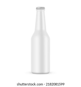 Blank Ceramic Beer Bottle Mockup, Isolated on White Background. Vector Illustration