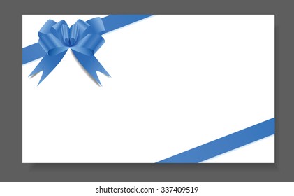 Blank certificate with blue bow tie ribbon, vector eps10 illustration