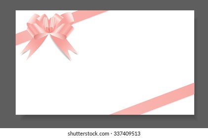 Blank certificate with pink bow tie ribbon, vector eps10 illustration