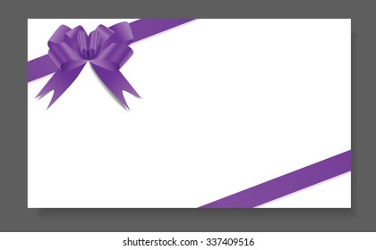 Blank certificate with purple bow tie ribbon, vector eps10 illustration