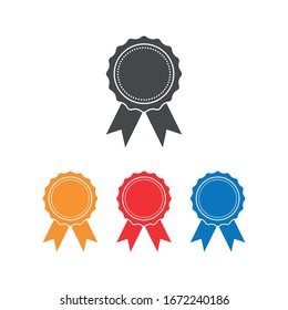 Blank Certified medal symbol with ribbon isolated on white background icon vector simple award sign.