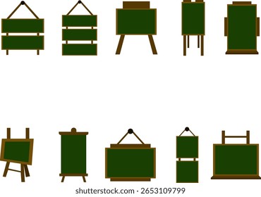 Conjunto de ilustración de Tablero de tiza en blanco