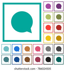 Blank chat bubble flat color icons with quadrant frames on white background