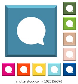 Blank chat bubble white icons on edged square buttons in various trendy colors