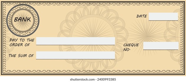 Blank check business cheque design yellow color