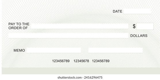 Blank Check (Business Cheque Design) Color. Vector Illustration.