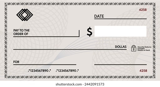 blank check with free space for writing. blank check - vector illustration	