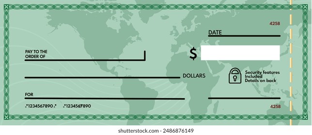 cheque en blanco con espacio libre para escribir. cheque en blanco - Ilustración vectorial	
