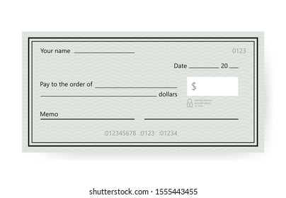 Blank check template. Banking check template. Vector illustration.