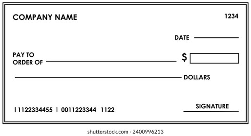 Blank check template design. Vector blank check. Currency payment coupon