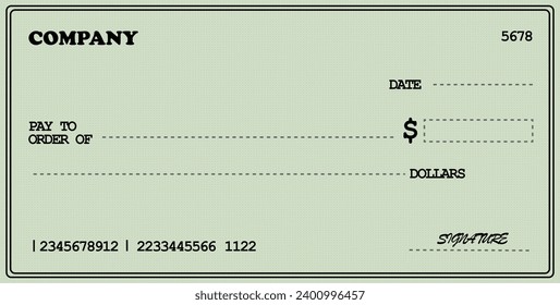 Blank check template design Vector blank check Currency payment coupon with star background
