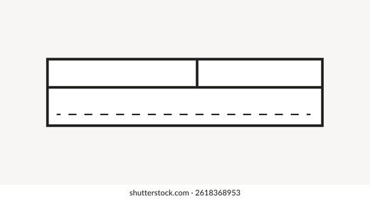 Blank check template with dotted line. Check design includes sections for date, amount, and signature. Simple check layout for financial use vector design.