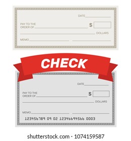 Blank check template. Check vector template. Banking check template