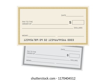 Blank check template. Check vector template. Banking check template