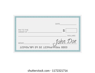 Blank check template. Check vector template. Banking check template