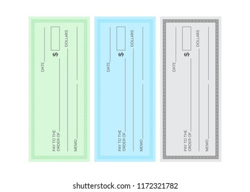 Blank check template. Check vector template. Banking check template