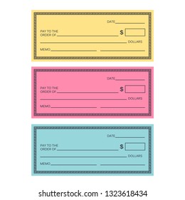 Blank check template. Check vector template. Banking check template