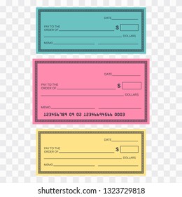 Blank check template. Check vector template. Banking check template