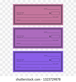 Blank check template. Check vector template. Banking check template