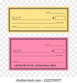 Blank check template. Check vector template. Banking check template