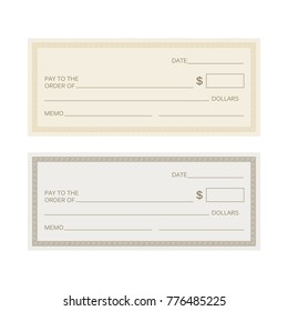 Blank Check Template. Check Vector Template. Banking Check Template