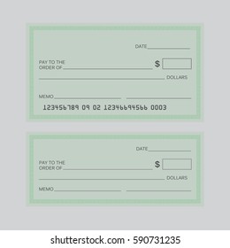 Blank check vector. Blank check sign bill