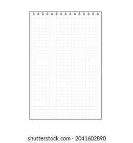 blank checkered plaid sheet, notepad page with ring holes