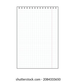 blank checkered plaid sheet, notepad page with ring holes