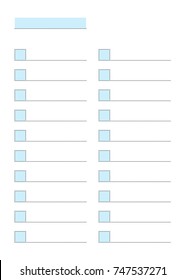 Blank checklist with dotted lines. Vector illustration.