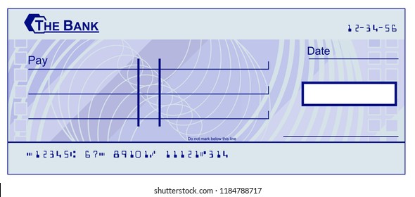 A blank cheque bank check book template illustration