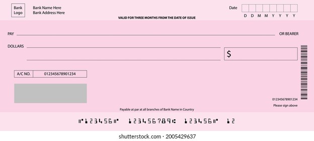 Blank Cheque Design Template Illustration Vector Stock Vector (Royalty ...