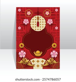 Blank Chinese New Year Celebration Vertical Poster Template Promotion