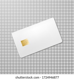 Blank chip card, empty card for editing in 3d illustration isolated on grey background