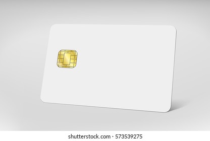 Blank chip card, empty card for editing in 3d illustration isolated on grey background