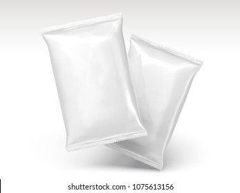Blank chip packages design in 3d illustration isolated on white background
