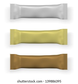 Blank chocolate or protein bar packaging template isolated on white background.