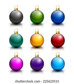 Blank Christmas balls placed on white background