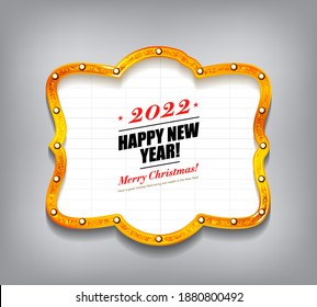 Blank Cinema Reklametafeln, Vektordesign. Neujahrsmarquee 2022