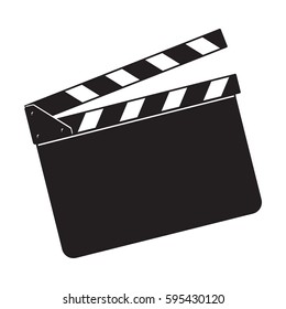 Blank cinema production black clapperboard, Black and white sketch style vector illustration isolated.  