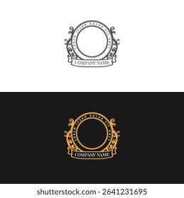 Blank Circle Circular Vintage Retro Golden Royal Frame Border Badge Emblem Labels Logo Design Vector