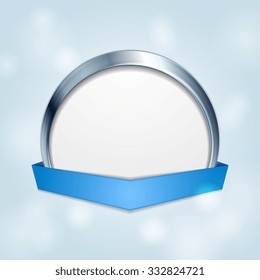 Marco de círculo en blanco con cinta azul. Diseño de fondo del vector