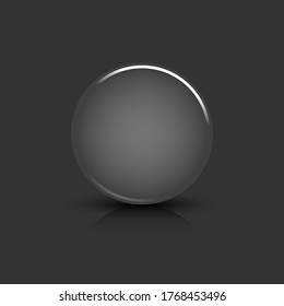 Blank circle glossy button. Empty round glassy icon. Clean polished shape with shadow and reflection on gray background. The graphic element saved as a vector illustration 8 EPS