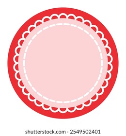 Blank Circle with Red Trim and White Scalloped Edge