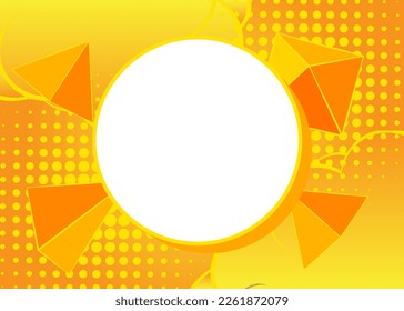 Blank Circle shape on Comic Book Background. Cartoon vector pop art comics background. Yellow Illustration.