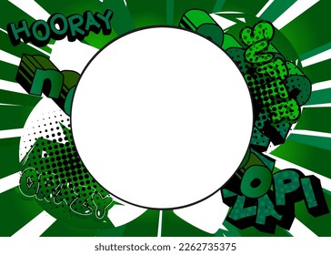 Blank Circle shape on Green pop art comics Background Illustration. Cartoon vector Comic Book background.