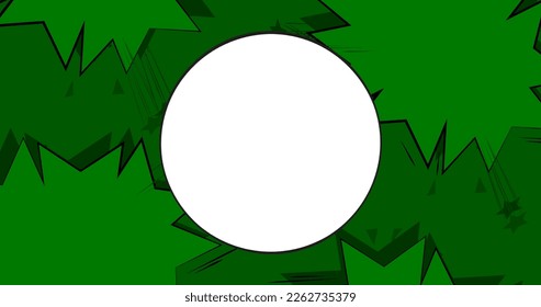 Blank Circle shape on Green pop art comics Background Illustration. Cartoon vector Comic Book background.