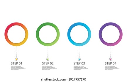 Blank Circular Infograph With 4 Steps. Infographic Template With 3D Paper Label. Vector