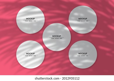 Blank circular paper cards mockup with shadow overlay effect